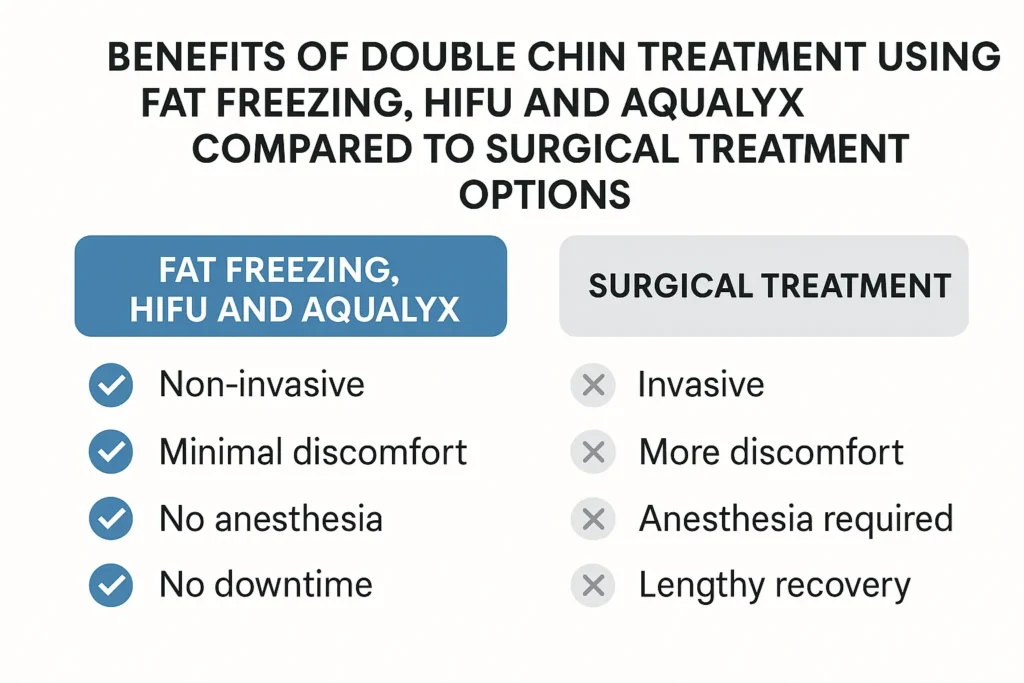 Graphic about the benefits of double chin treatment Notting Hill - from LA LIPO