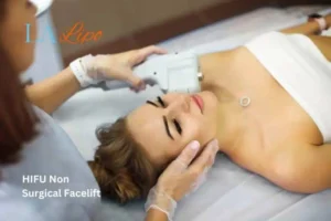 Woman having Hi-Fu to reduce wrinkles Notting Hill.