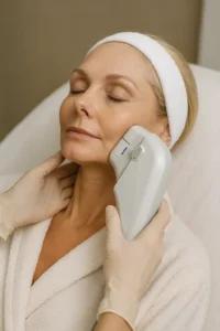 Woman receiving HIFU non surgical facelift treatment Notting Hill