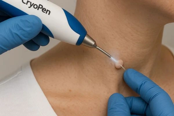 Person receiving cryotherapy Notting Hill for skin tag removal