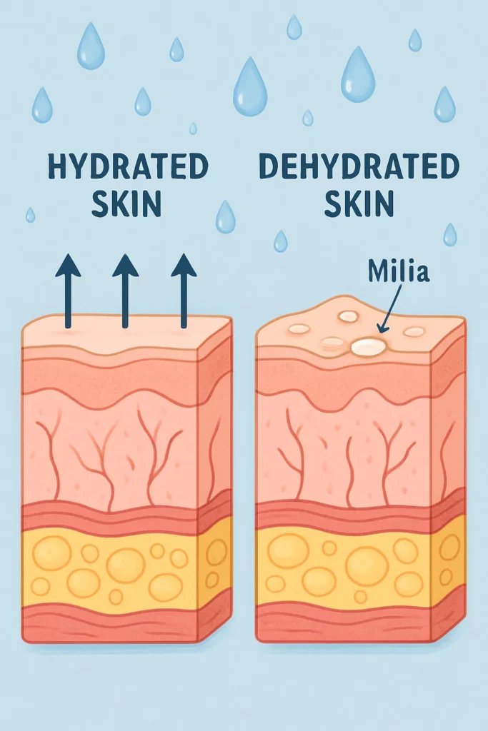 The importance of hydration and milia production Notting Hill